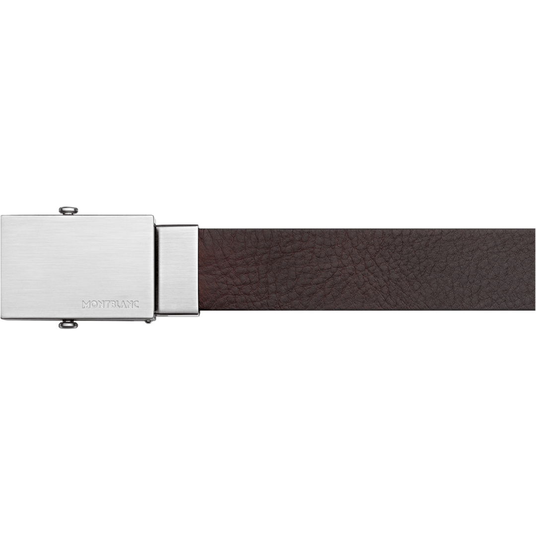Montblanc Rectangular Military Buckle Steel / Brown 30 mm Leather Belt MB114441