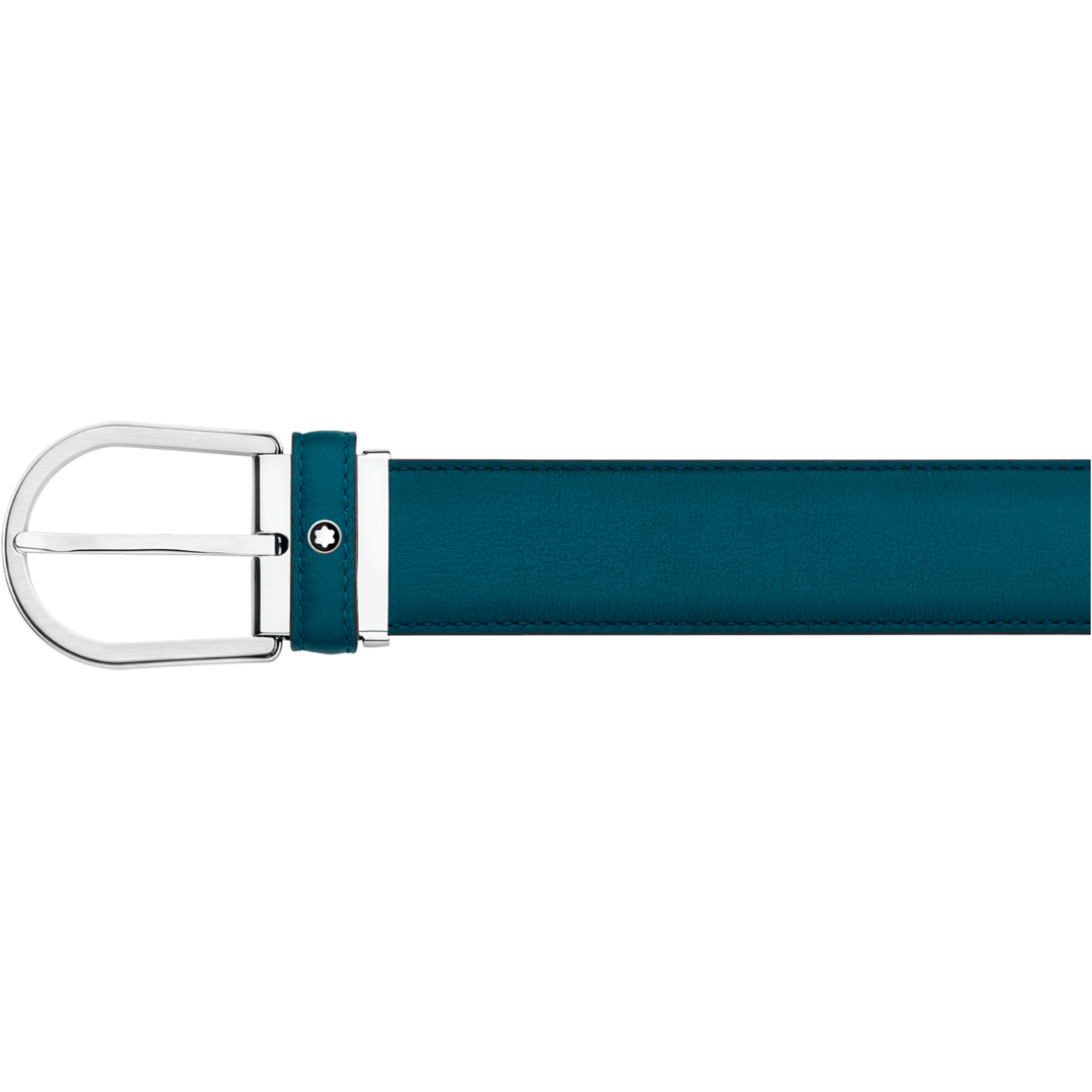 Montblanc-Montblanc Belt Horseshoe Shiny Mat Steel Pin Buckle Sfumato Petrol Blue 35mm MB118415-MB118415