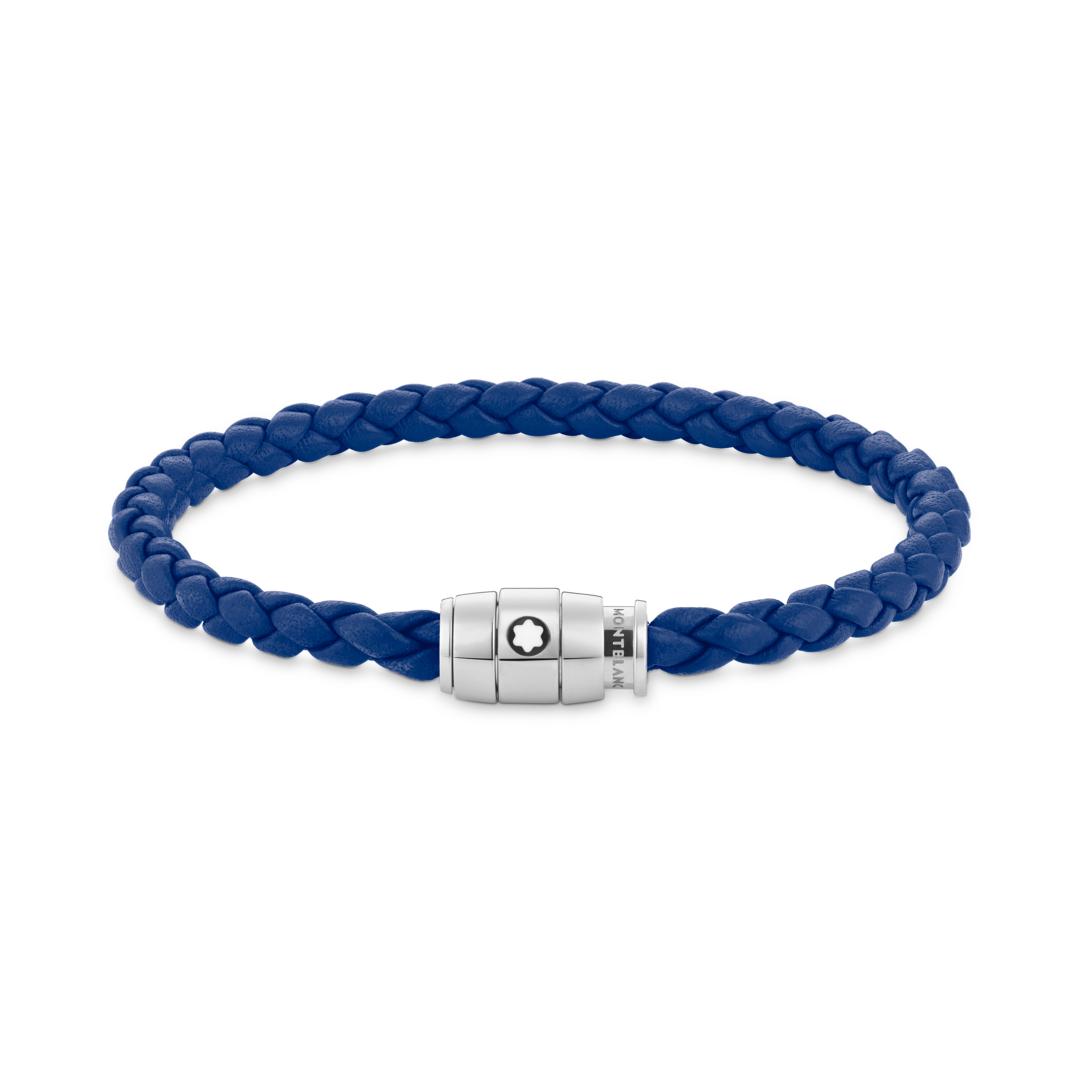 Montblanc-Montblanc Bracelet Blue Rings Leather And Steel,63 MB130899-MB130899